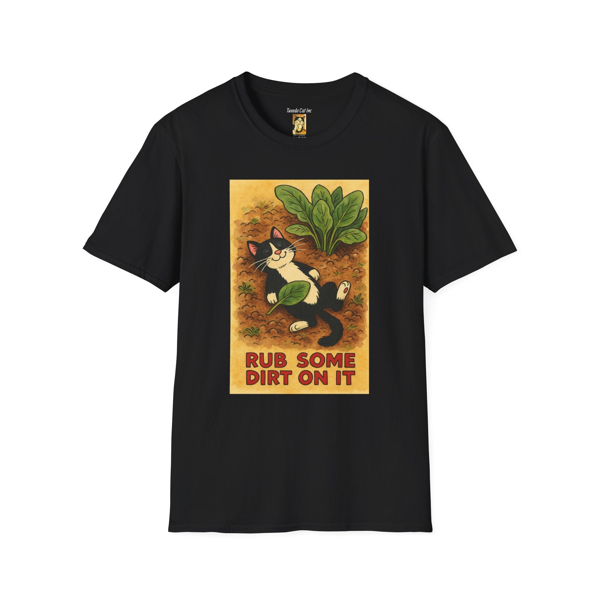 Cat Garden T‑Shirt — "Rub Some Dirt On It" Vintage Plant Lover Tee