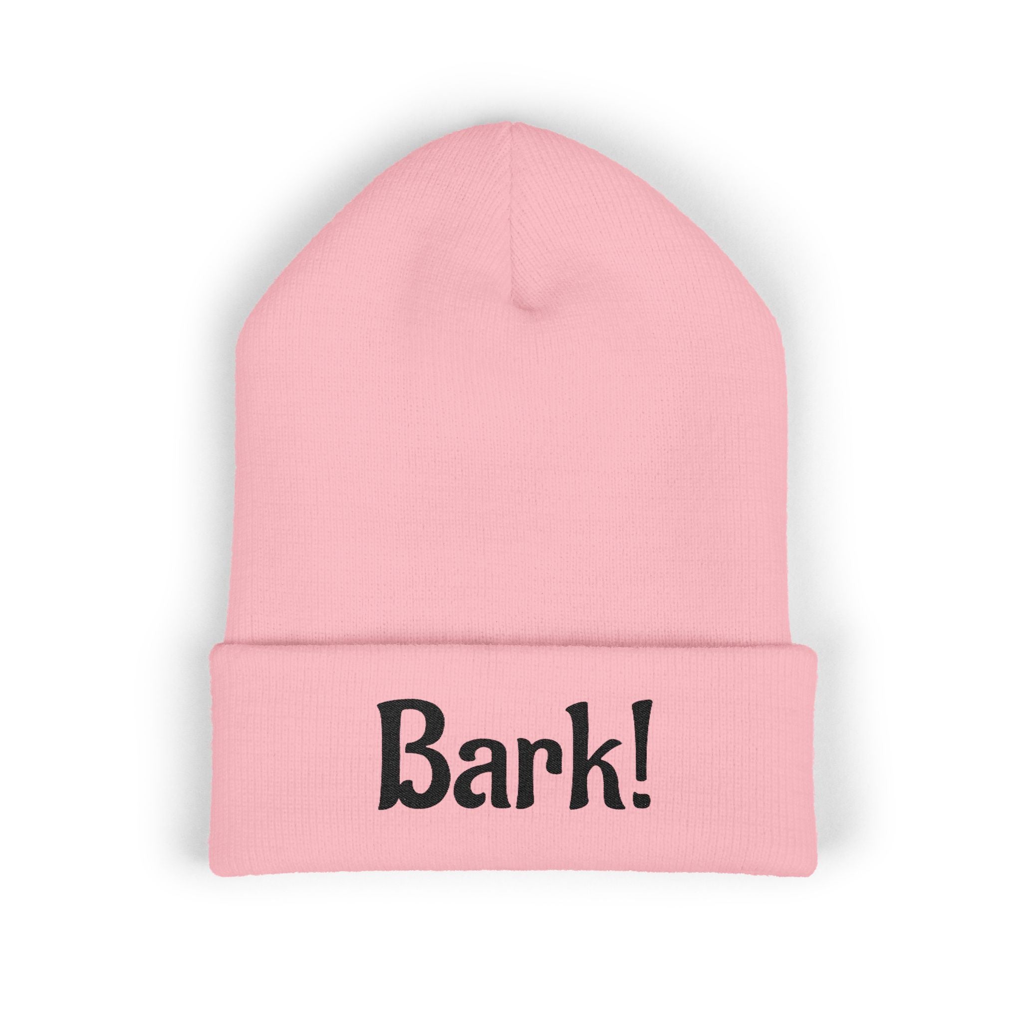 Bark! Embroidered Cuffed Beanie — Funny Dog Lover Knit Hat