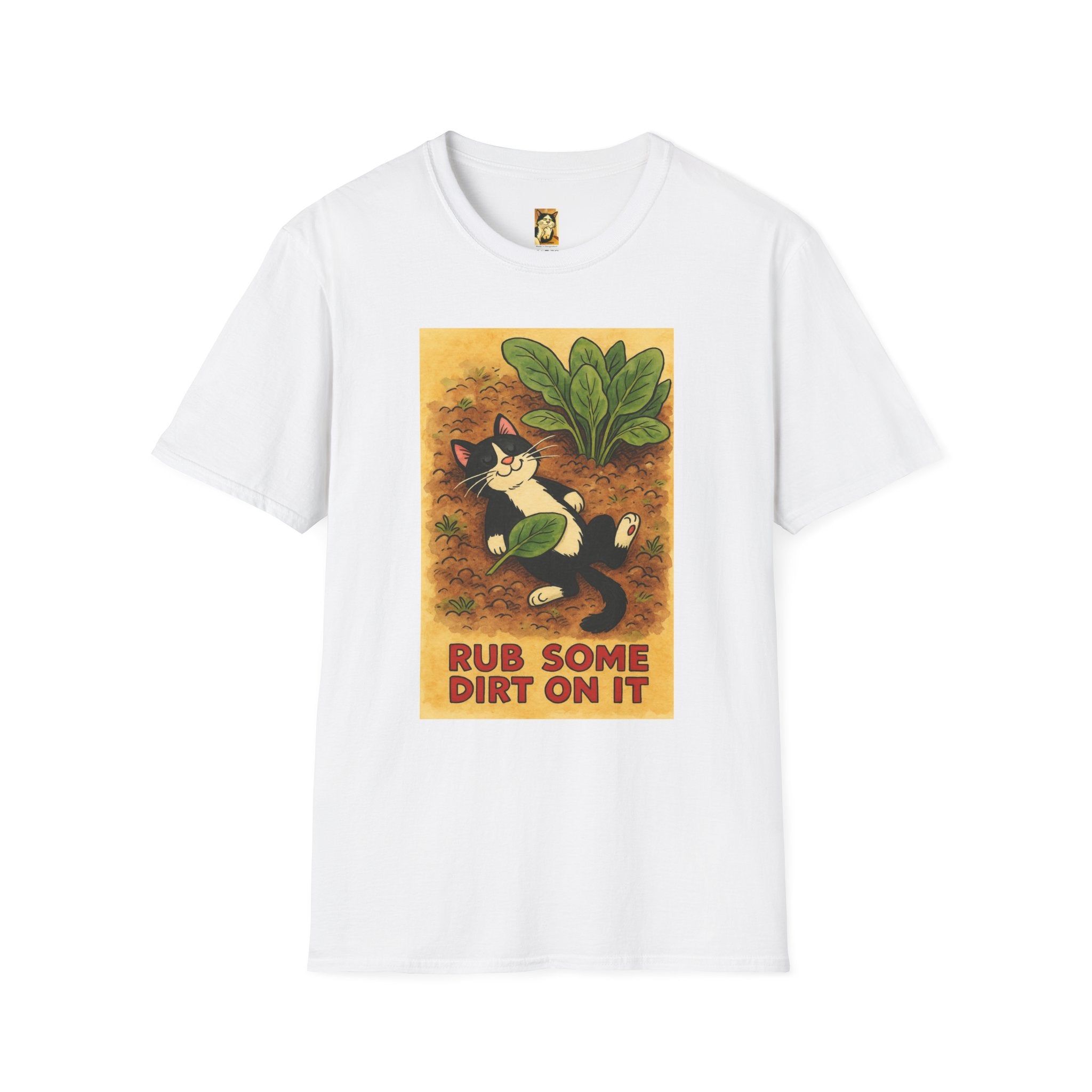 Cat Garden T‑Shirt — "Rub Some Dirt On It" Vintage Plant Lover Tee
