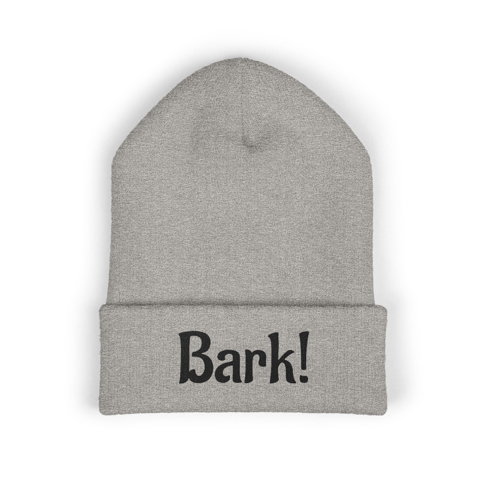 Bark! Embroidered Cuffed Beanie — Funny Dog Lover Knit Hat